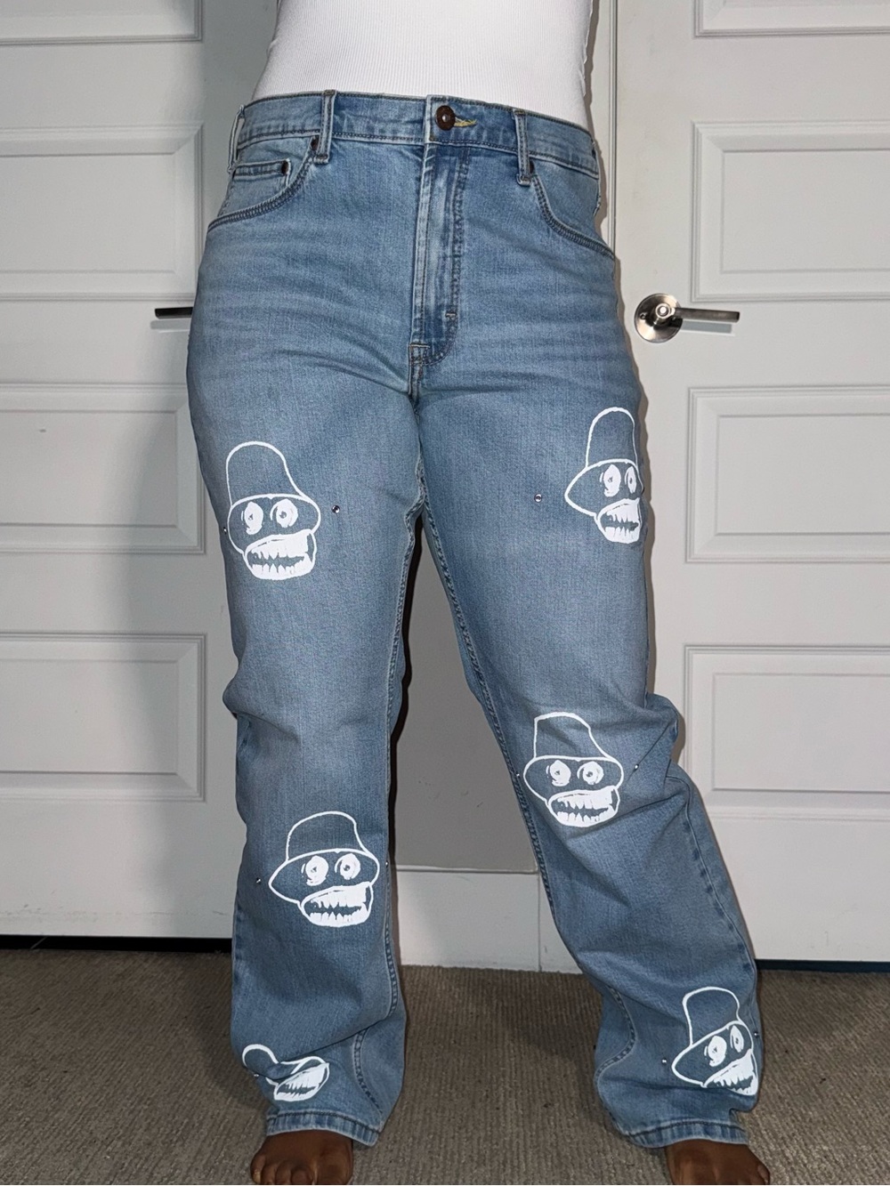 Sektion8 Blue Light Wash Graphic Jeans
